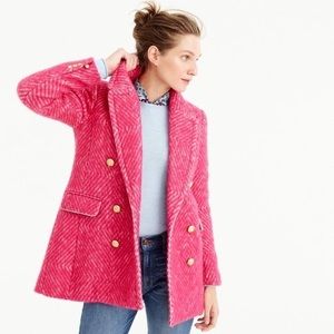 J. Crew Pink Diamond Tweed Pea Coat